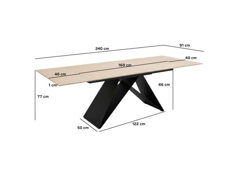 Table extensible 160-240 cm en céramique finition effet bois – lima - Conforama E