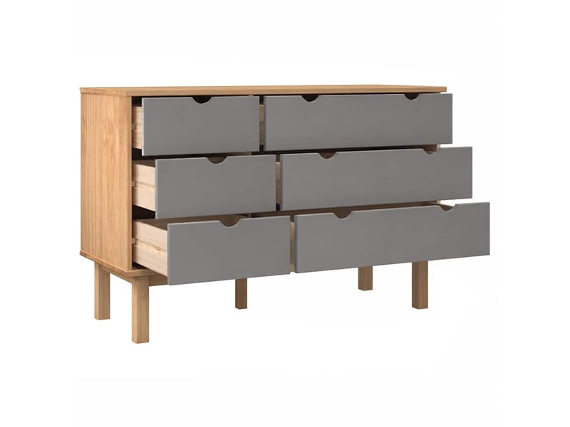  Commode, armoire à tiroirs bureau otta marron et gris 111x43x73,5 cm bois de pin massif  - Conforama D