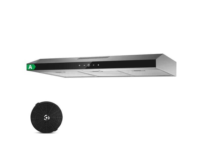  Hotte aspirante 90 cm sous meuble, recyclage et évacuation, éclairage led, 3 vitesses, débit 201 m³h, finition inox  - Conforama A