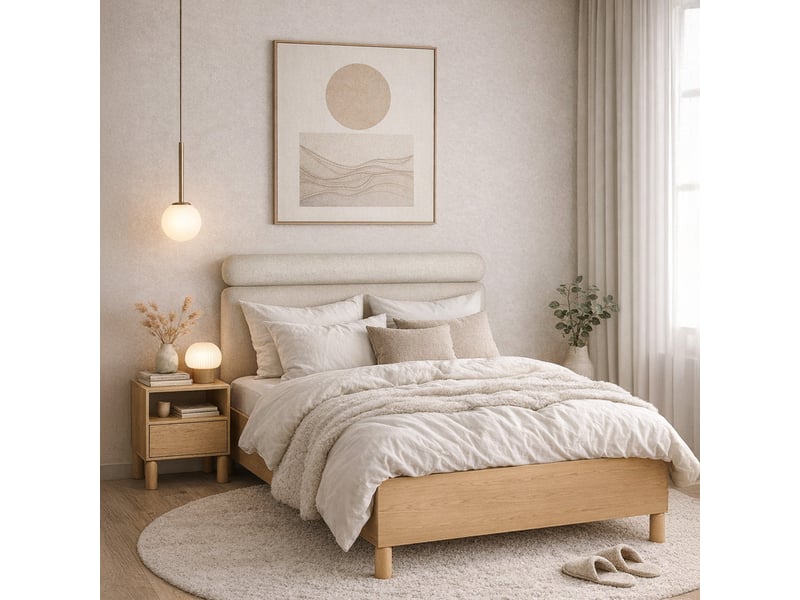  Selsey sanden - lit rembourré - 140x200 cm - bouclé chêne bookmatch Sanden - Conforama B