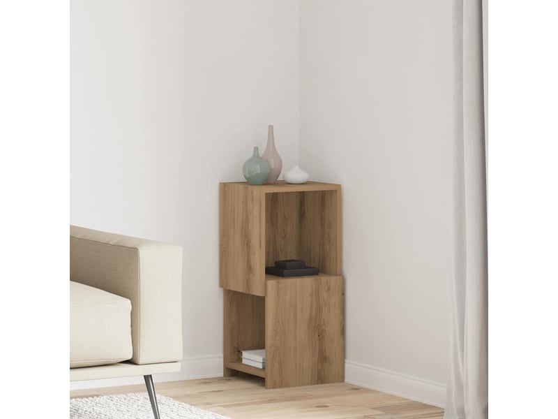  Meuble d'angle, meuble de rangement salon 30,5x30x65cm bois d'ingénierie chêne artisanal  - Conforama B