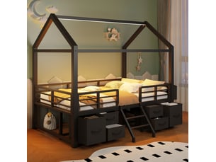 Lit cabane 90x200 cm EVRYAE coloris noir