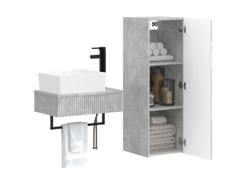 Ensemble de mobilier de salle de bain 2 pcs gris béton shl3237 - Conforama C