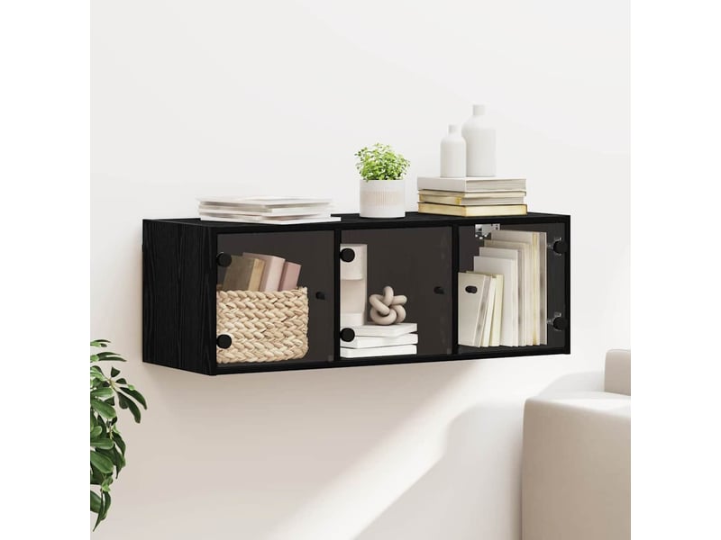 Meuble mural, meuble de rangement salon 102 x 37 x 35 cm bois d'ingénierie chêne noir  - Conforama B