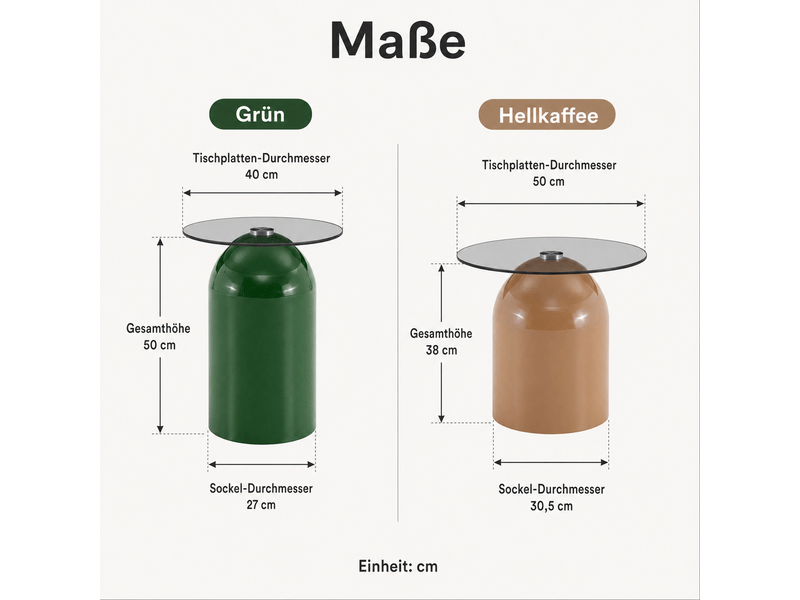  Tables basses gigognes avec plateaux en verre trempé et bases brillantes en cloche pour salon vert et café clair  - Conforama D