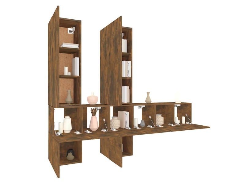  Ensemble de meubles tv 7 pcs chêne fumé bois d'ingénierie shl90154  - Conforama D