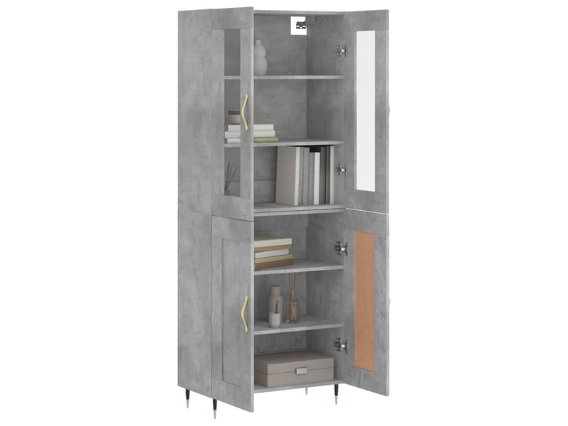 Buffet haut - bahut - meuble de rangement gris béton 69,5x34x180 cm bois d'ingénierie  - Conforama C