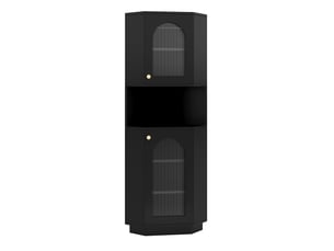 Colonne d’angle sdb noire 45 × 45 × 166,5 cm, led, étagères réglables