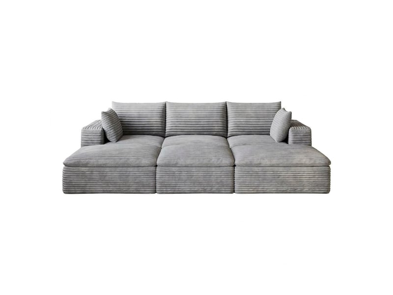  Canapé nuage en velours côtelé 6 places gris foncé design modulable sans montage requis  - Conforama A