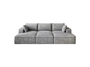 Canapé nuage en velours côtelé 6 places gris foncé design modulable sans montage requis