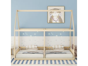 Lit cabane 90x200 cm OKWISH coloris naturel