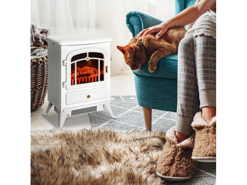  Électrocheminée kaminofen effet de flammes 9501850w protection contre la surchauffe blanc 41,5x28x54,8 cm pour des soirées chaleureuses  - Conforama B