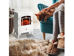 Électrocheminée kaminofen effet de flammes 9501850w protection contre la surchauffe blanc 41,5x28x54,8 cm pour des soirées chaleureuses
