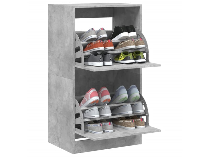 Meuble à chaussure | armoire à chaussures 2 tiroirs rabattables gris béton shl8331  - Conforama D