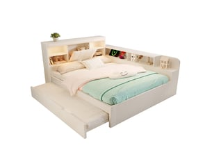 Lit gigogne 140x190 cm REDOM coloris blanc