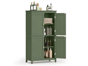 Armoire de salle de bain placard de cuisine meuble de rangement avec 2 tiroirs et 2 portes étagères réglables 30 x 60 x 110 cm vert 12_0004026