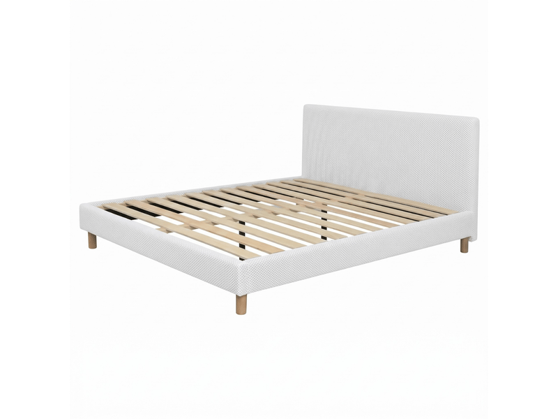  Lit prince 180x200 cm - tissu mesh 3d blanc – tête de lit et sommier à lattes bois inclus C02-LTF49 180/200 3DBL - Conforama A