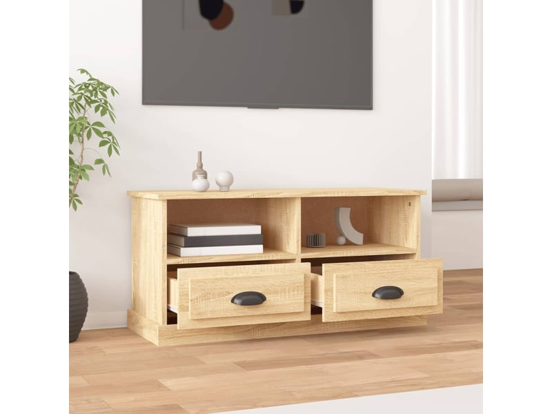  Meuble tv - banc tv - meuble de rangement chêne sonoma 93x35,5x45 cm bois d'ingénierie  - Conforama C