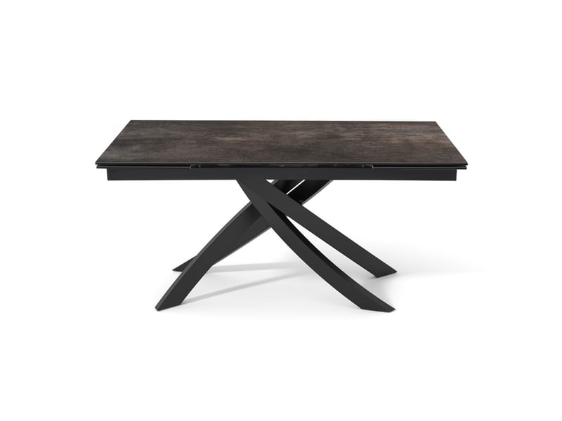Table extensible 180 à 260 cm céramique gris vieilli pied entrecroisé - maine 11 - Conforama E