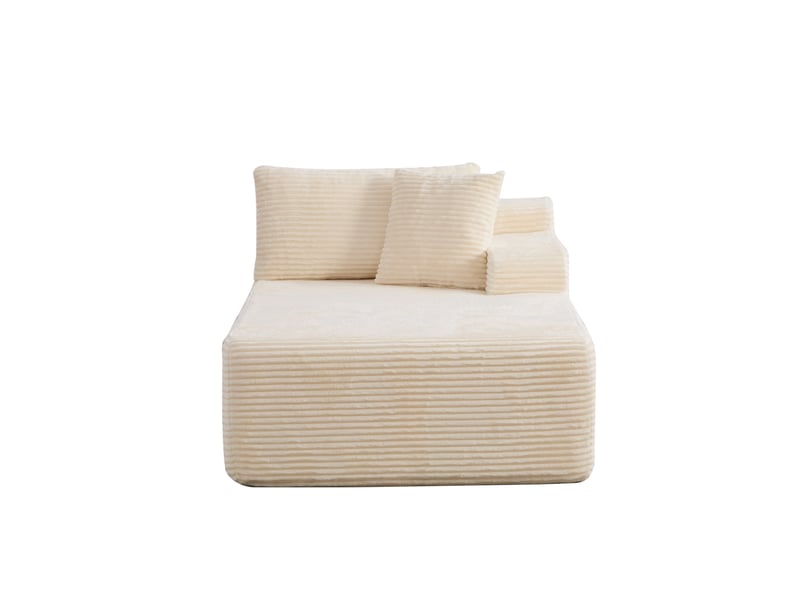  Méridienne canapé salon moderne en tissu chenille couleur ivoire confort doux  - Conforama A