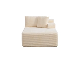 Méridienne canapé salon moderne en tissu chenille couleur ivoire confort doux