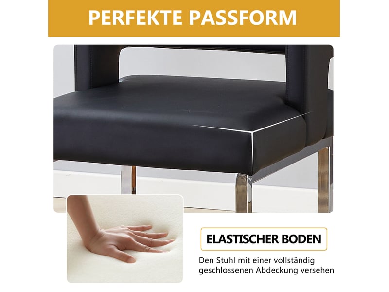  Tabouret de bar carré rembourré avec assise confortable et structure stable, en pu et métal, noir et argent  - Conforama E