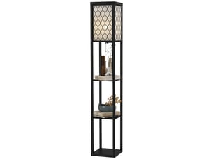 Lampadaire gain de place 2 en 1 à 3 étagères, lampe moderne pour salon, séjour et bureau, douille e27, 26 x 26 x 160 cm, noir et blanc