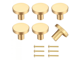 Boutons de tiroir ronds dorés en laiton, pour armoires et cuisine, décoration, lot