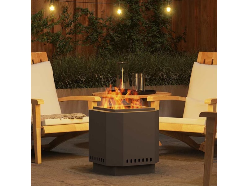  Brasero exterieur, foyer sans fumée noir 48x48x51 cm acier patiné shl30023  - Conforama D