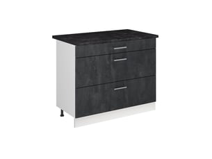 Vicco meuble cuisine, béton noirblanc, 100cm plan de travail anthracite