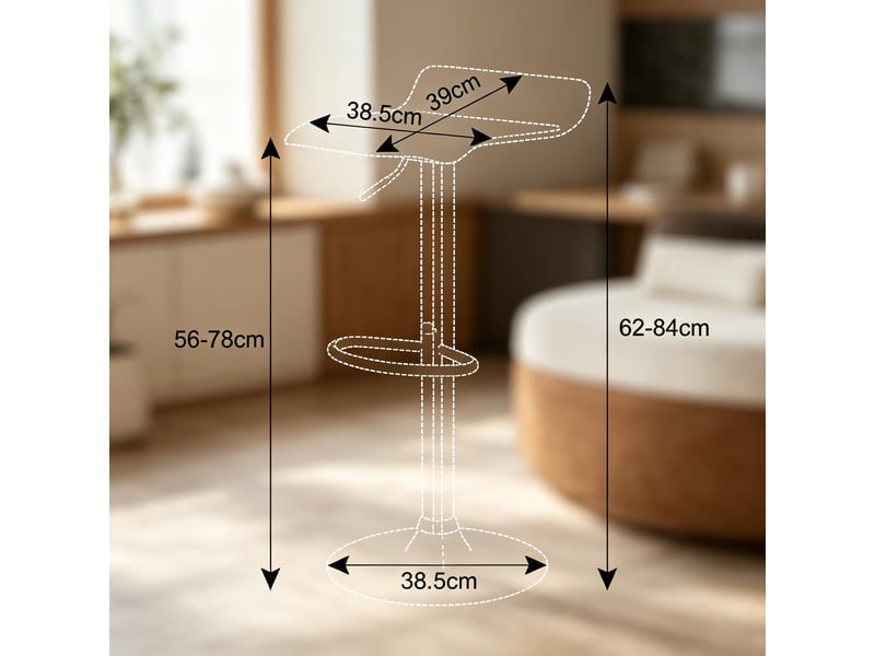  Tabouret de bar réglable,38,5x39 cm,pivotant à 360°,similicuir,gris  - Conforama C
