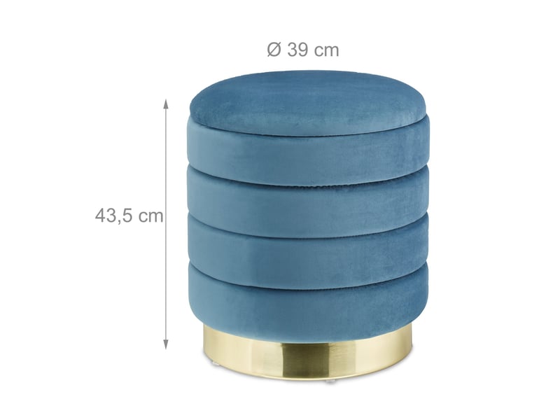  Pouf coiffeuse rangement chic 40 x 40 x 45 cm en velours bleu pétrole 13_0010873  - Conforama B