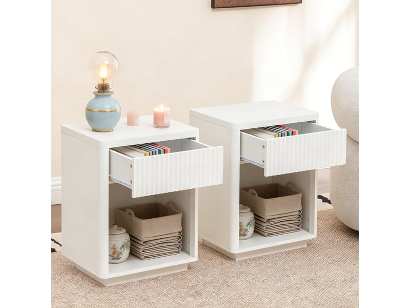  Table de chevet 1 tiroir et niche ouverte pour chambre en mdf 63,5×38×46,5 cm blanche  - Conforama C