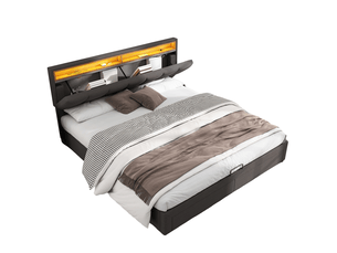 Lit coffre 160x200 cm coloris gris