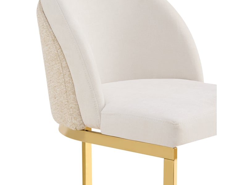  Lot de 2 chaises de salle à manger 59x52x85 cm beige et doré, tissu chenille, pieds métalliques dorés  - Conforama E