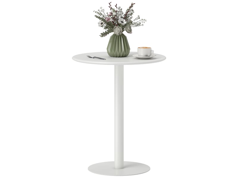  Table de cuisine ronde pour 2 personnes en acier design moderne blanc  - Conforama A