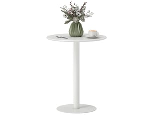 Table de cuisine ronde pour 2 personnes en acier design moderne blanc
