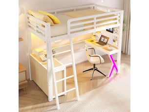 Lit mezzanine 90x200 cm <strong></strong>  <strong></strong> coloris blanc