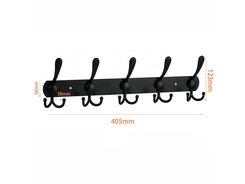  Porte manteau mural en acier inoxydable, patères manteaux pour serviettes peignoirs (noir mat, 15 crochets, 2pcs  - Conforama C