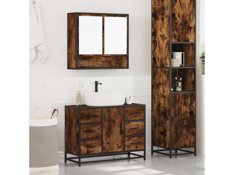  Ensemble de meubles de salle de bain 2 pcs chêne fumé cf63589  - Conforama C