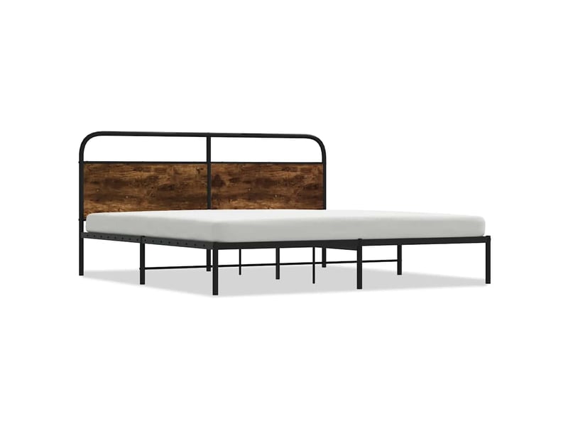 Lit double- lit adulte -  cadre de lit en métal sans matelas chêne fumé 200x200 cm  - Conforama A