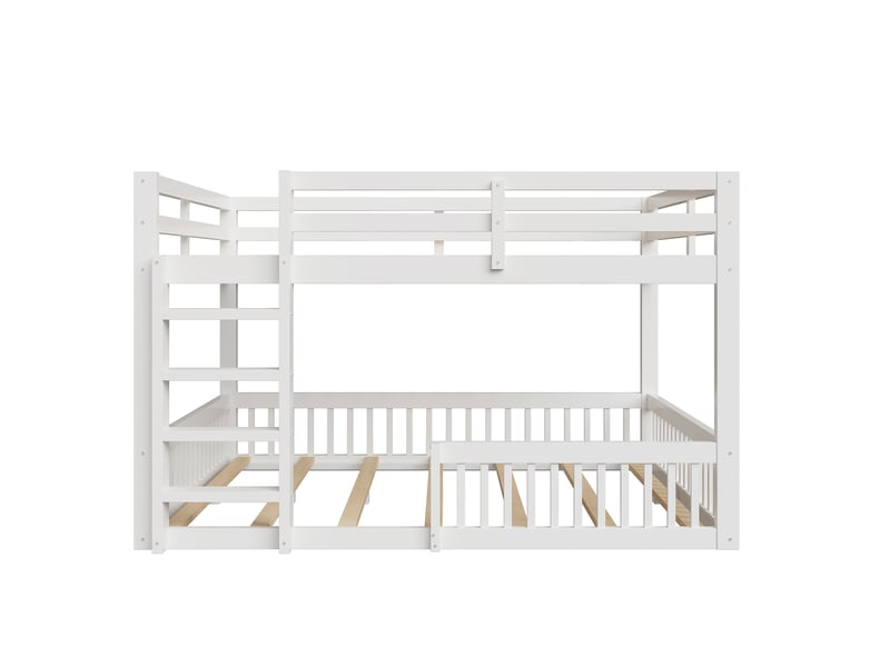  Lits superposés 160x200 cm avec garde-corps, structure en bois et mdf, deux couchages, pour enfants, blanc  - Conforama A