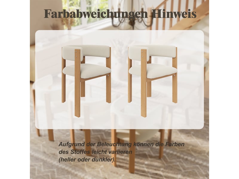  Lot de 6 chaises de salle à manger,47x48x72.5 cm,ergonomiques,flanelle,beige  - Conforama E
