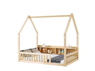 Lit cabane 140x200 cm MODFU   coloris naturel