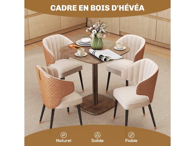  Table à manger pour 4 personne table de cuisine carrée style moderne avec plateau aspect bois, marron, 70 x 70 cm  - Conforama A