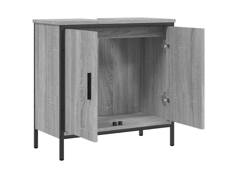  Armoire lavabo salle de bain, meuble de rangement sonoma gris 60x30x60 cm  - Conforama E