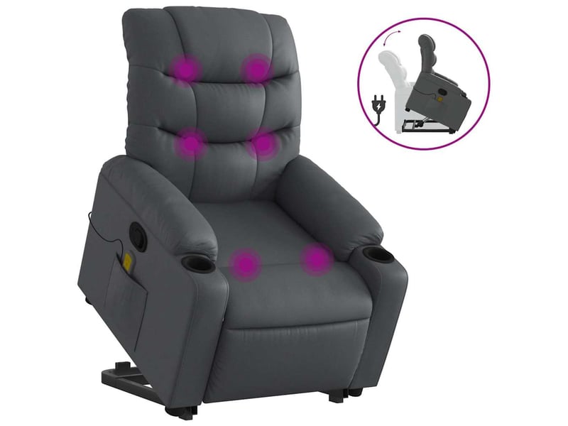  Fauteuil inclinable de massage, fauteuil relax gris similicuir shl11667  - Conforama A