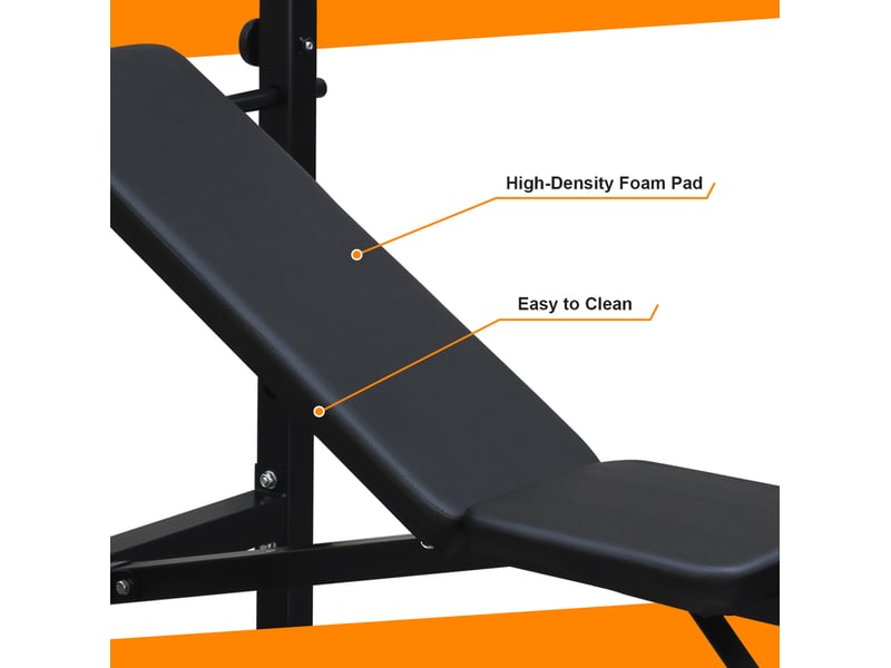  Banc de musculation multifonction 172 x 83 x 118 cm noir en fer, pliable avec support de barre réglable  - Conforama D