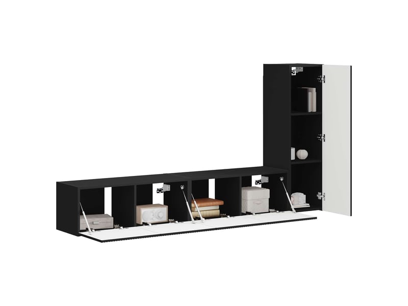  Ensemble meuble tv - banc tv - meuble de rangement 3 pcs noir bois d'ingénierie  - Conforama C