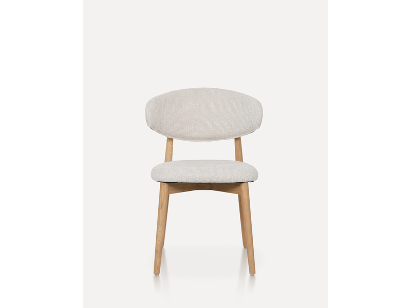  Chaise de salle à manger lot de 2 avec dossier ergonomique et assise rembourrée en tissu et bois naturel  - Conforama D